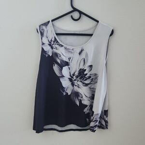 Floral Black and White Women's Top